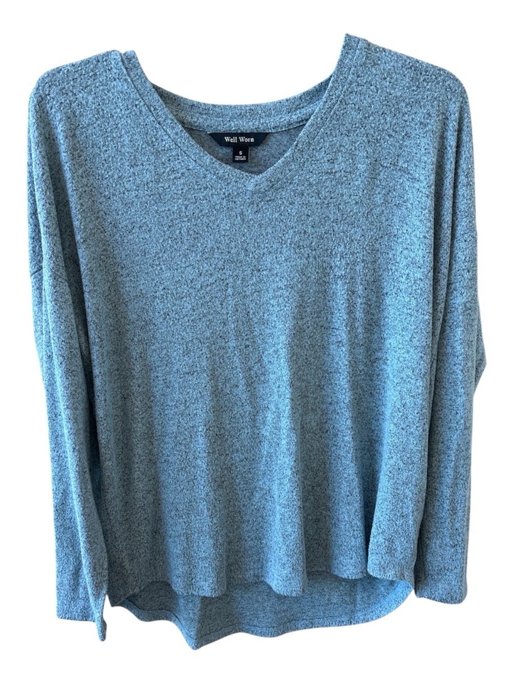 Well Worn Women's Heathered Light Green/Blue V‑Neck Pullover